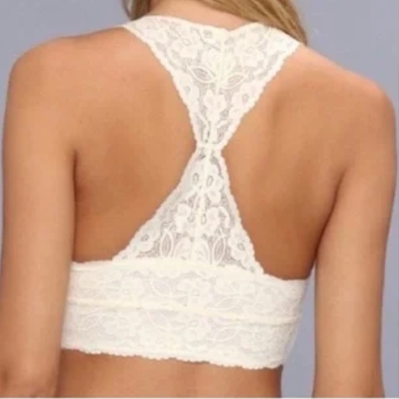 FREE PEOPLE Intimately Lace Racerback Bralette In Cream - Picture 2 of 6